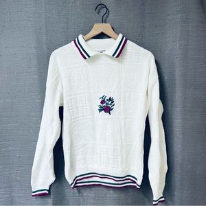 Vintage Isle of Cotton 100% Cotton Knit Granny Prep Sweater size M Made in USA